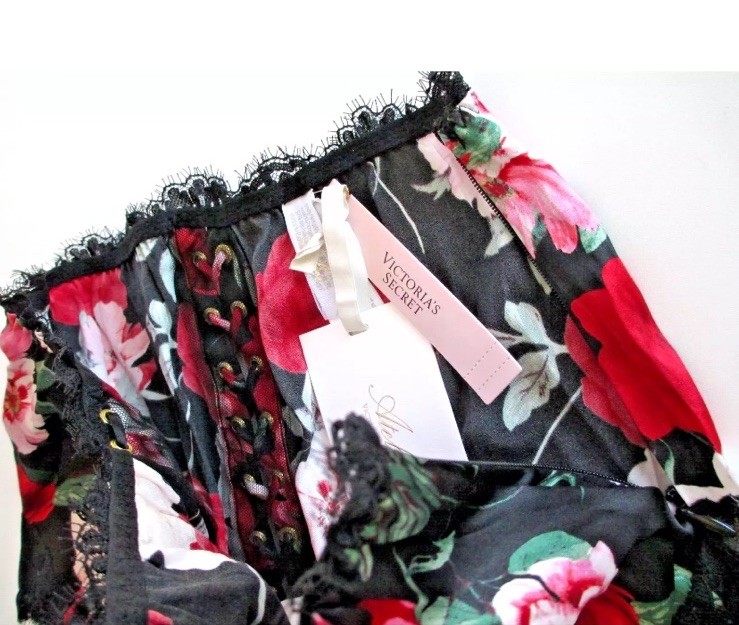 Victoria’s Secret Atelier Black Silk Satin Corset Lace Up Panty $149.50 NWT Sm