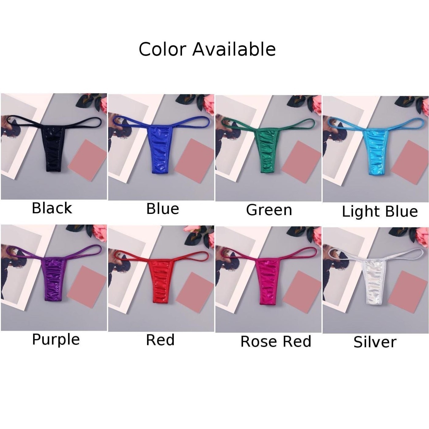 Solid Color T Back Panties for Women with Sexy Thin Straps and Elasticity