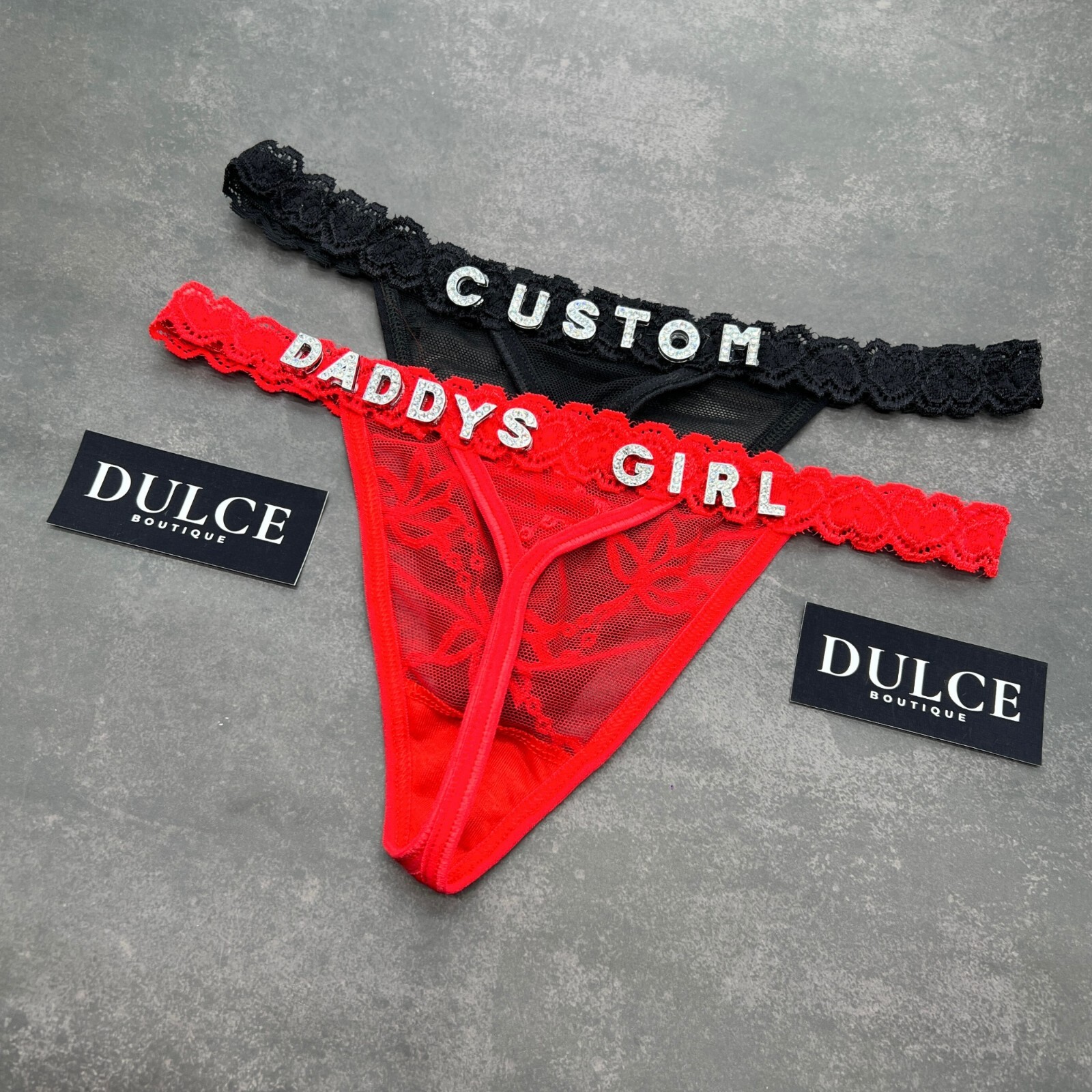 Personalised Thong Custom Thong with Rhinestone Letters