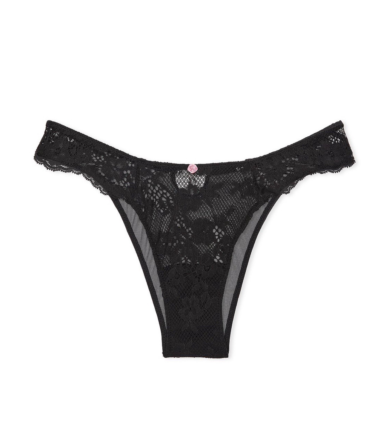Victoria’s Secret Tease Twinkle Bow Charm Brazilian Panty Sz L / Black