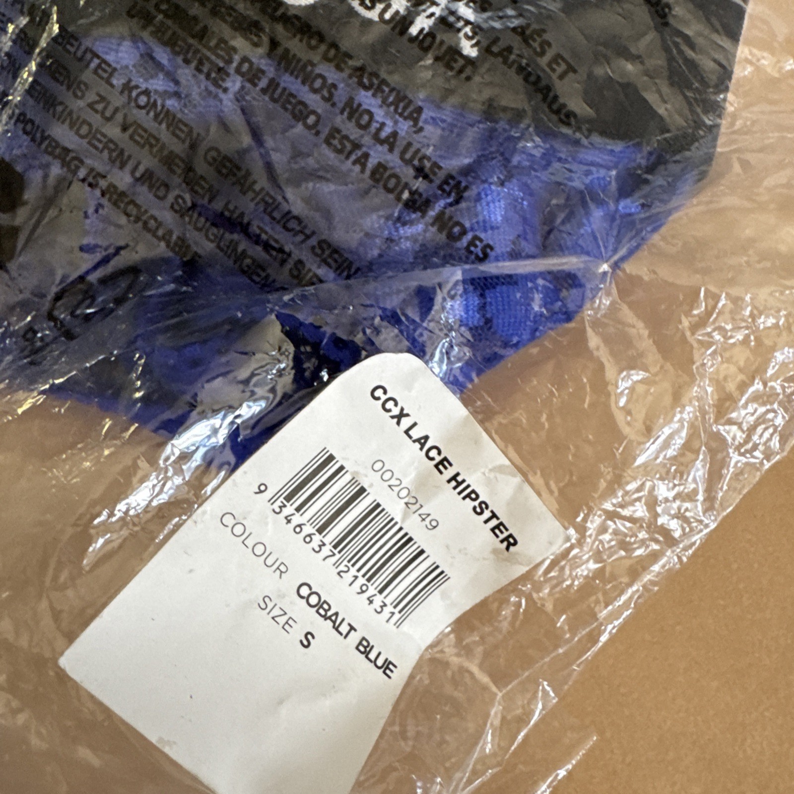 City Chic CCX Lace Hipster Thong Underwear Lingerie Cobalt Blue size S/16 NWT