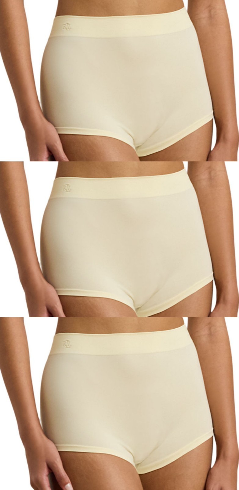 3 Pack NWT RALPH LAUREN Seamless Boyshort Underwear Sz M Lemon Chiffon