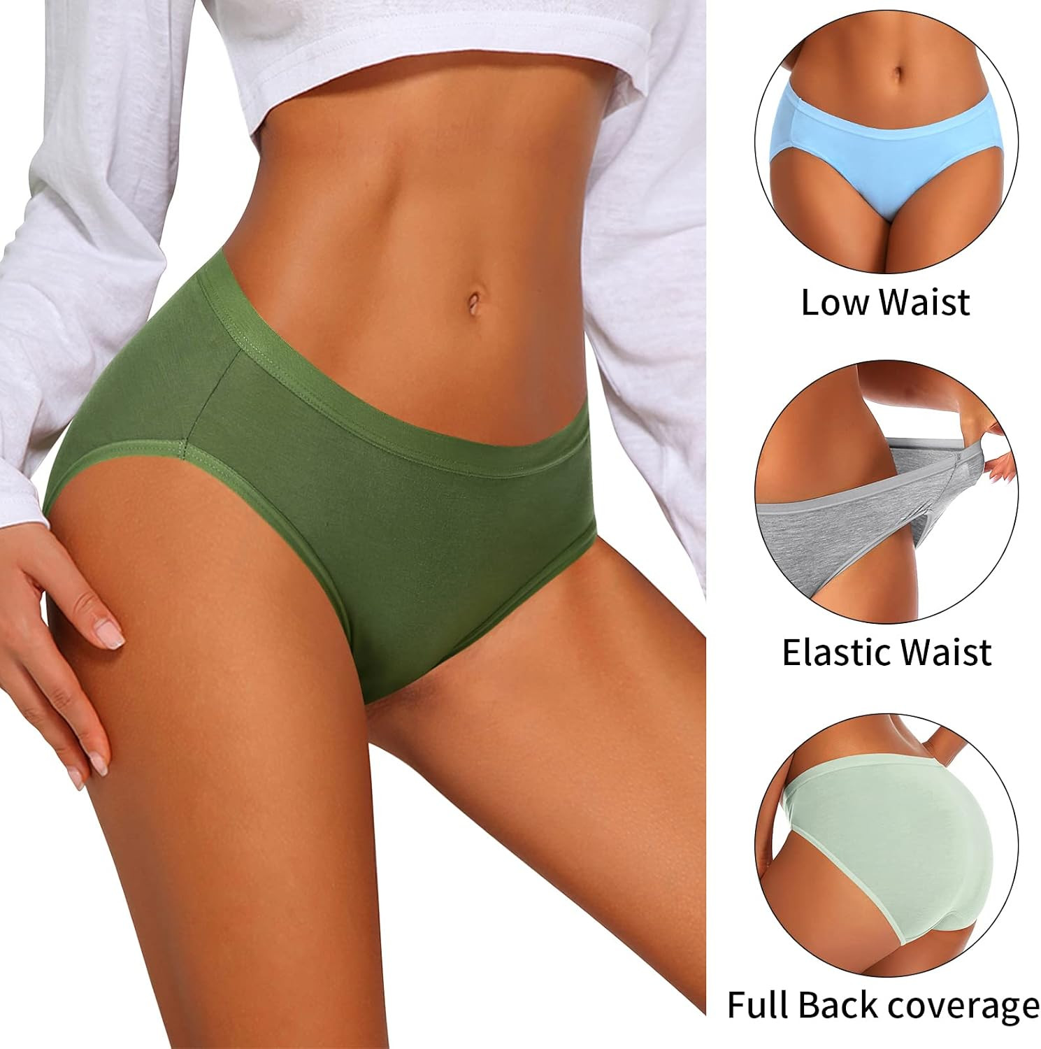 Women’S Cotton Bikini Panties,High-Cut Full Coverage Stretch Cool Underwear for