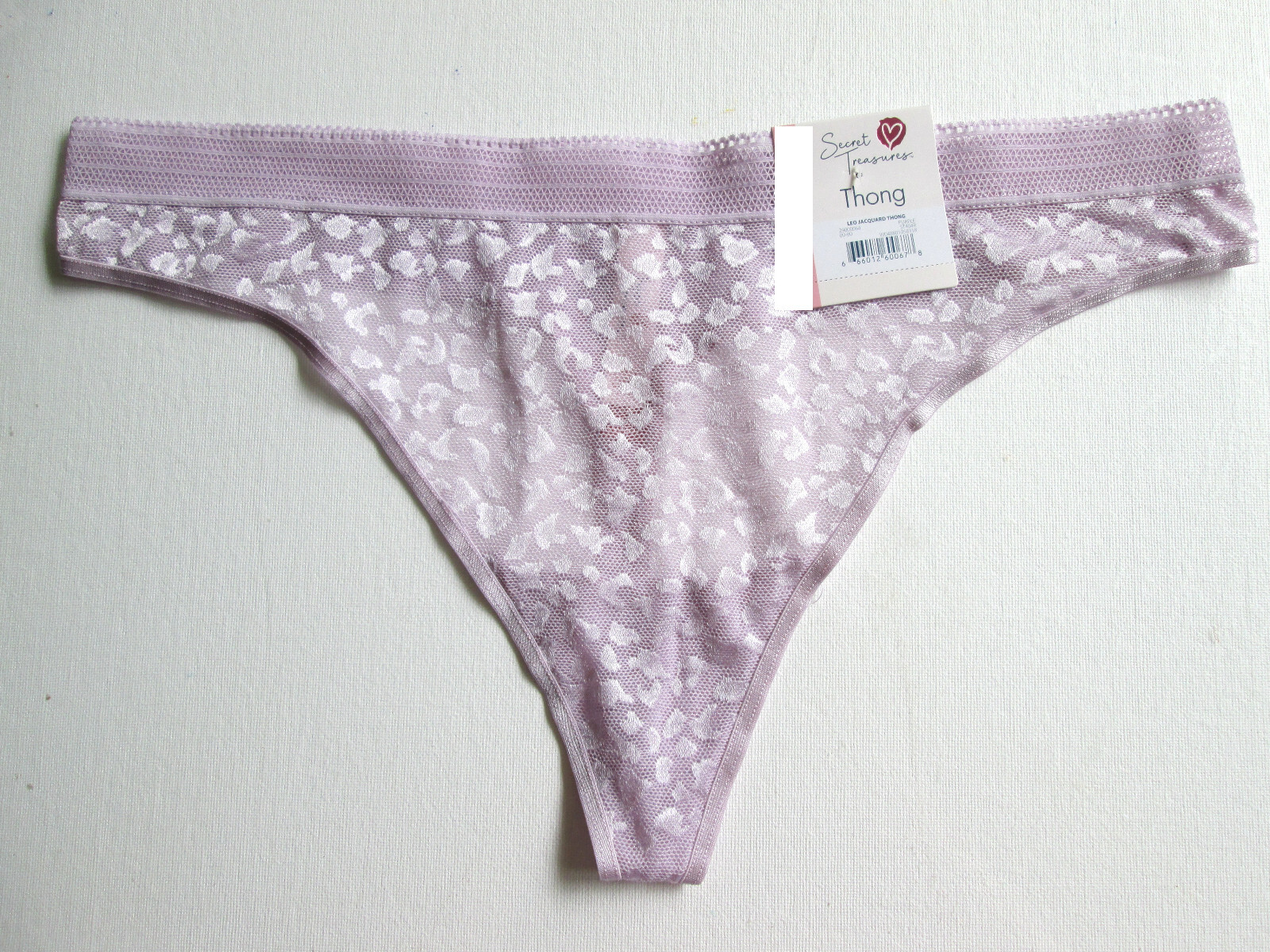 Size 8 XL 16-18 NWT Secret Treasures Purple Leopard Lace Thong Panty Underwear