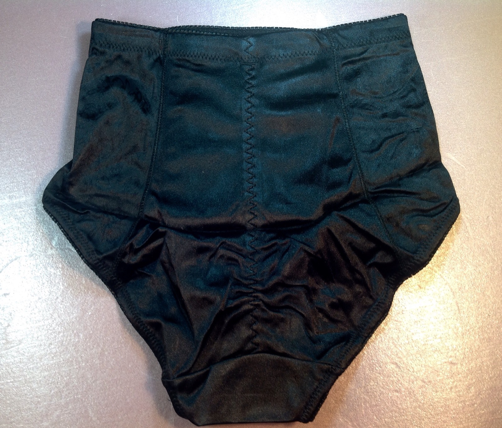 Women Panties,Briefs”Eva Cervantes”Size L. Black Soft shiny Satin W/decoration
