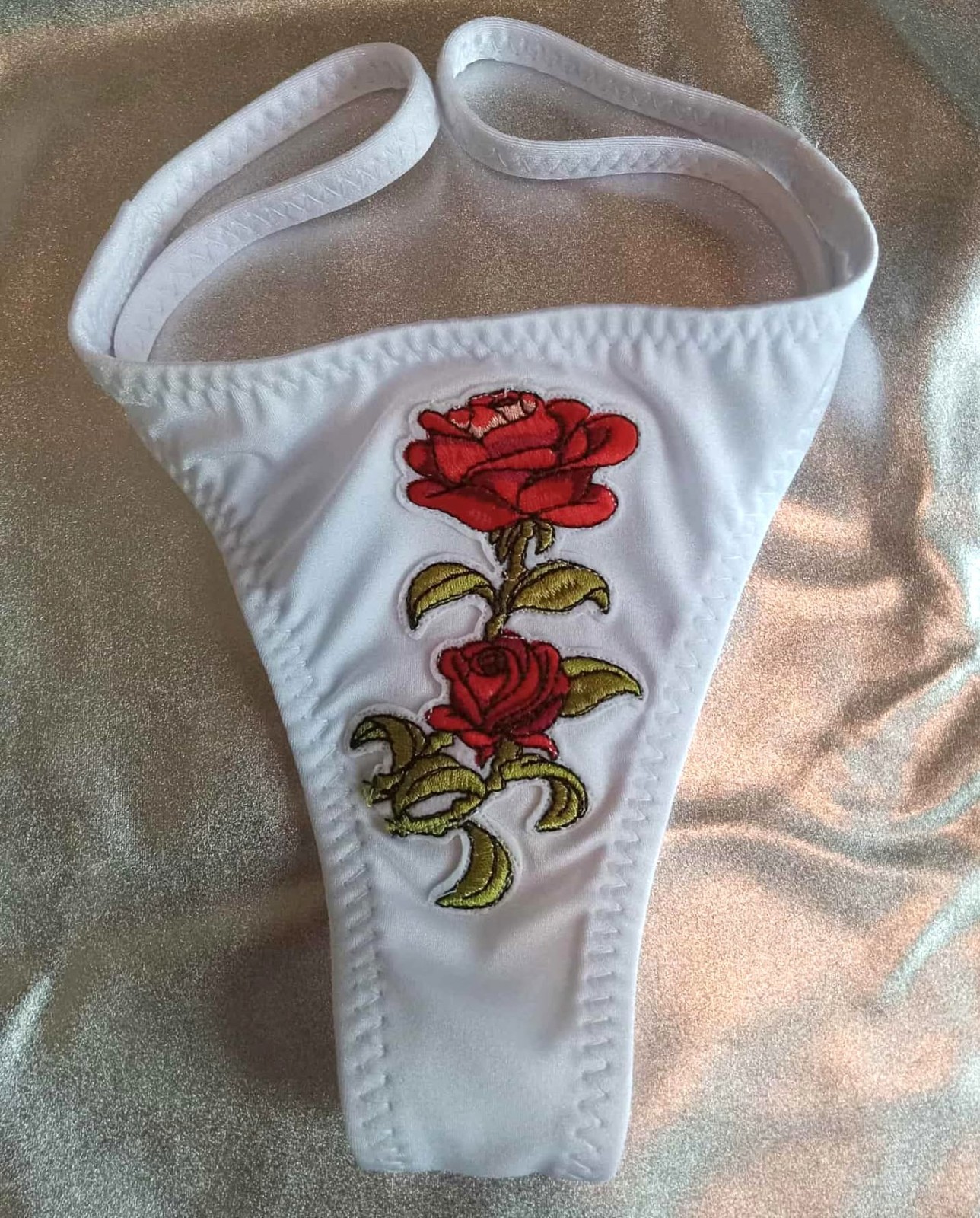 White Red Rose Thong