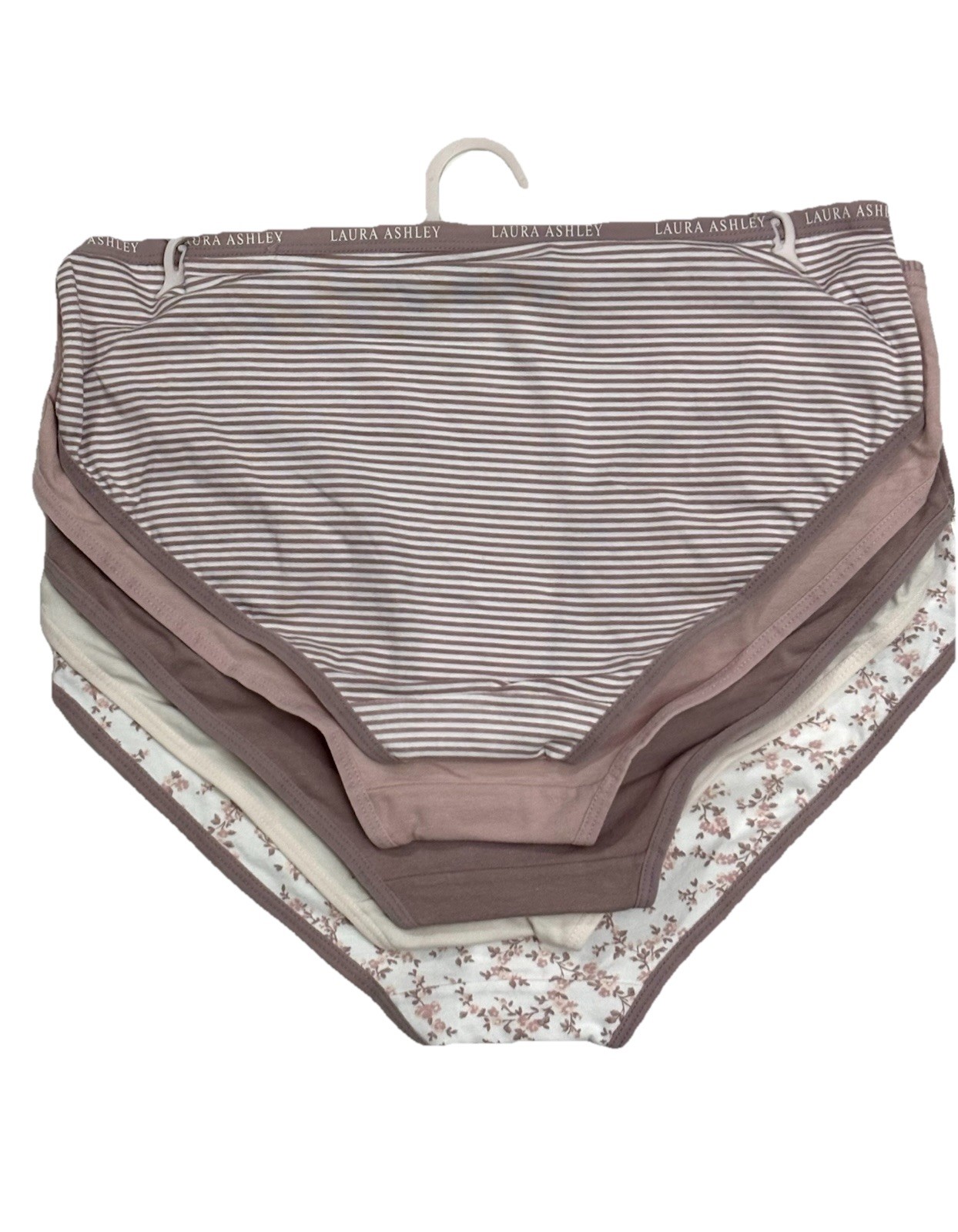 LAURA ASHLEY 5 PACK SOFT COTTON HIPSTER PANTIES L ASSORTED TAG FREE FLORAL SOLID