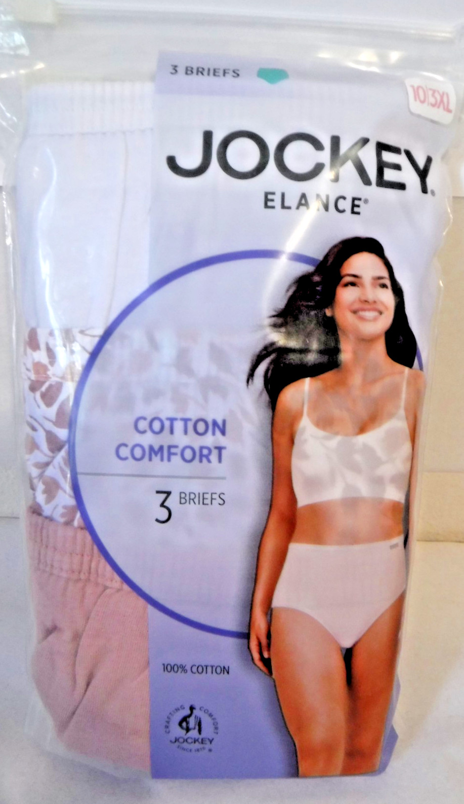 Jockey 3 Briefs Panties Cotton waistband 1486 Earth Rose Floral White mix sz 10
