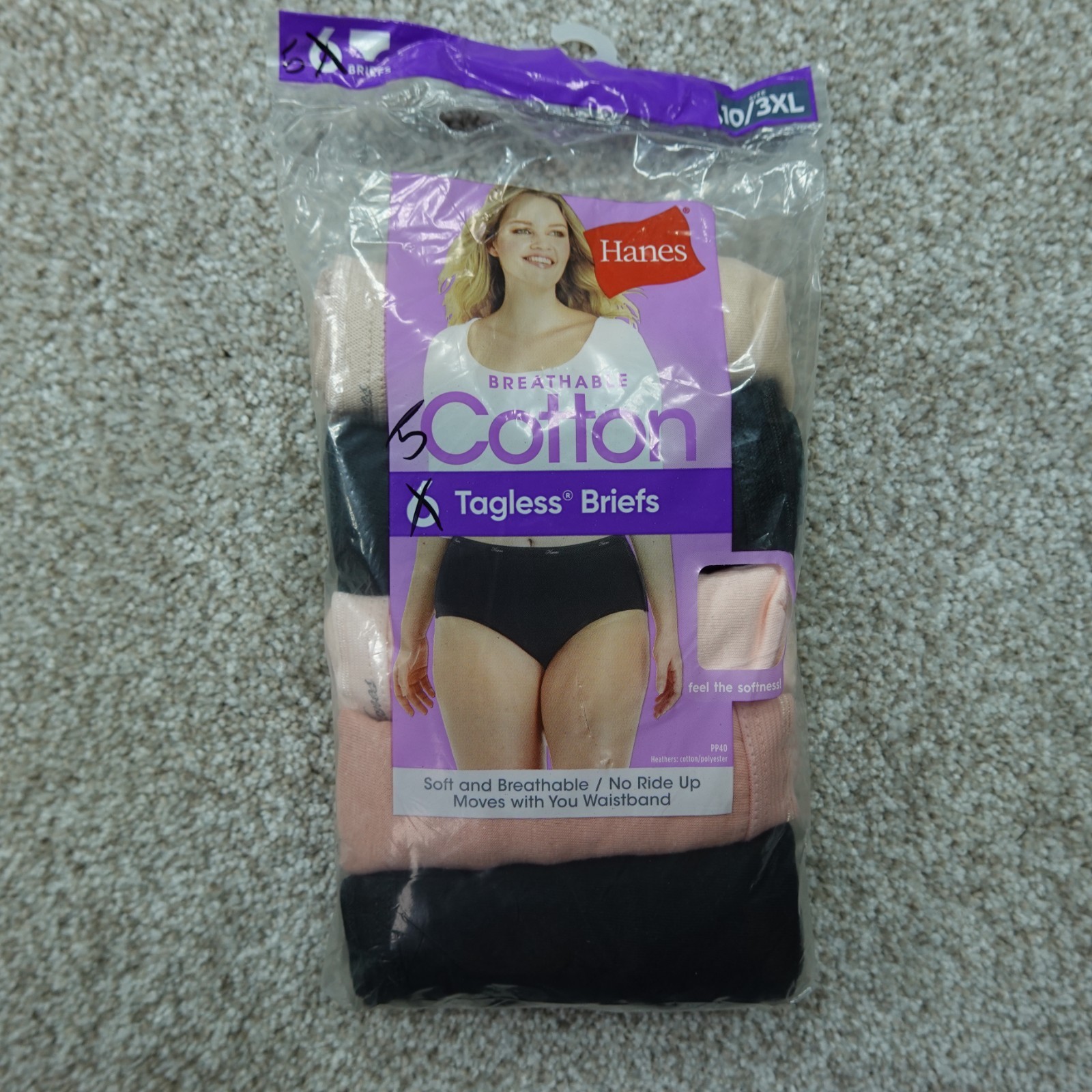 Hanes Underwear Womens 10 3XL Briefs Breathable Cotton Tagless Panties 5 Pairs
