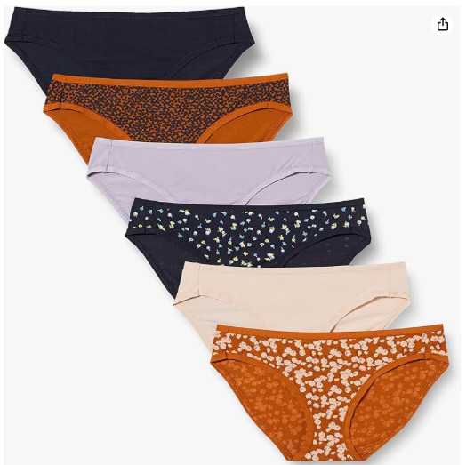 6-Pack Women’s Cotton Bikini Brief Underwear Size 6 (XL) Multicolor