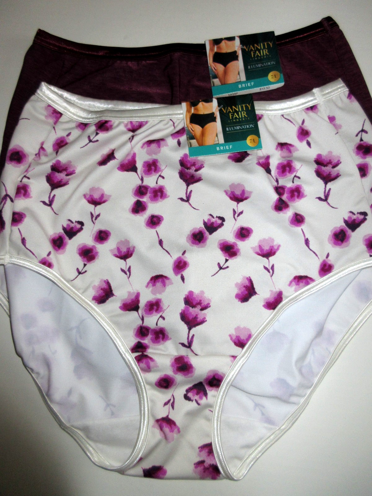 Vanity Fair 2-Pair BRIEF Body Shine Illumination Panties Nylon/Poly 13109 ~ 7/L