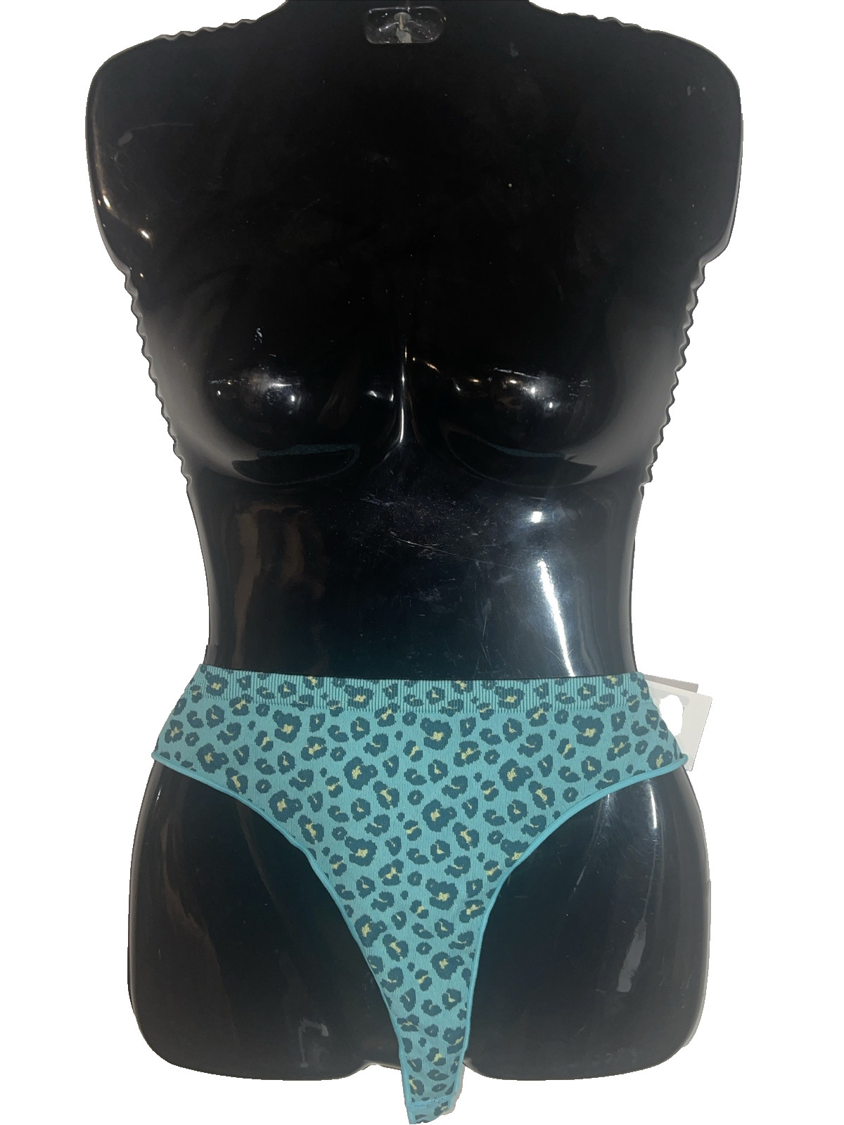 NWT No Boundaries Thong Panty Teal Cheetah 3X Sissy Festival Whimsical Goth Sexy