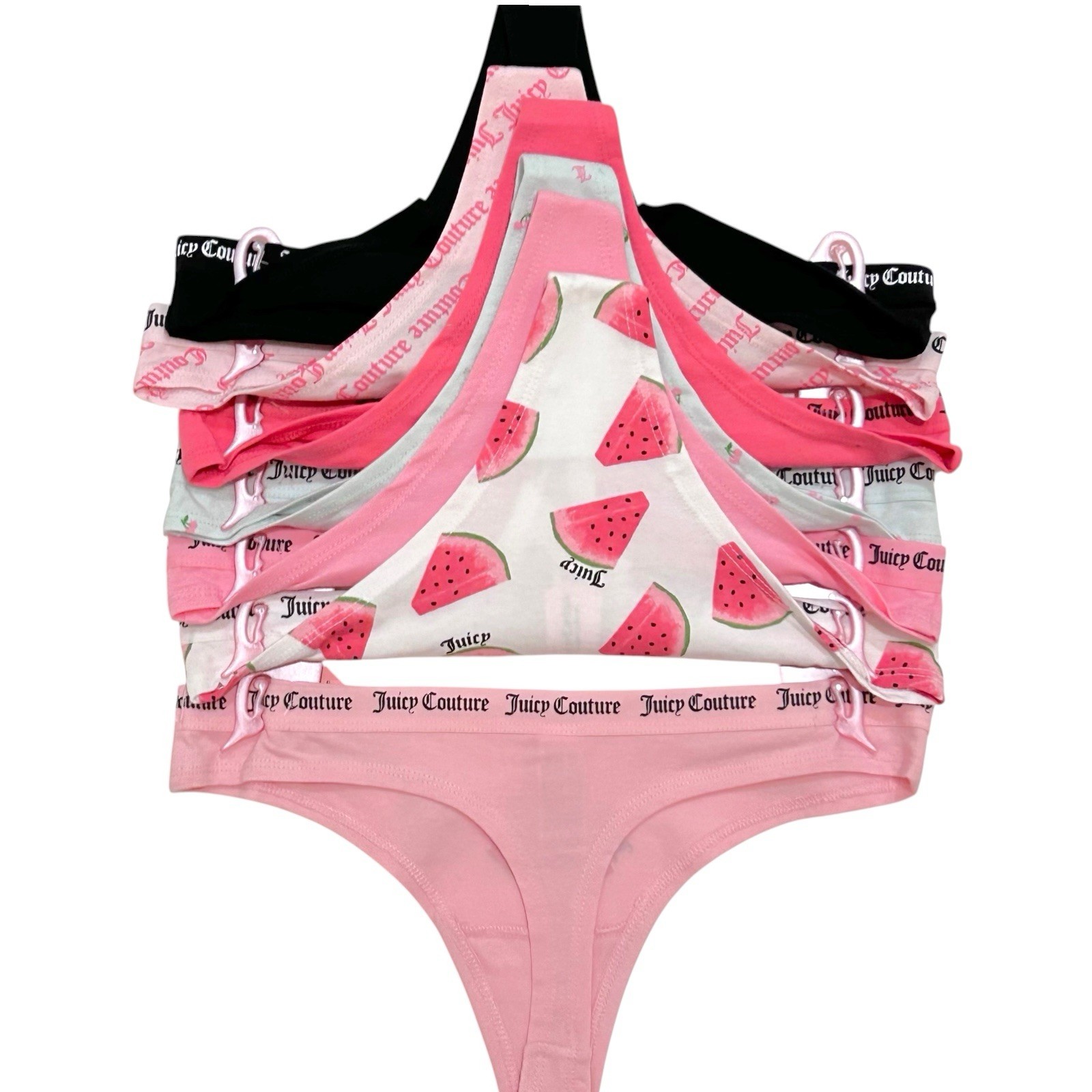 NWT Juicy Couture 7-Pack Thong Panties MED Watermelon Cherries Cotton Spandex