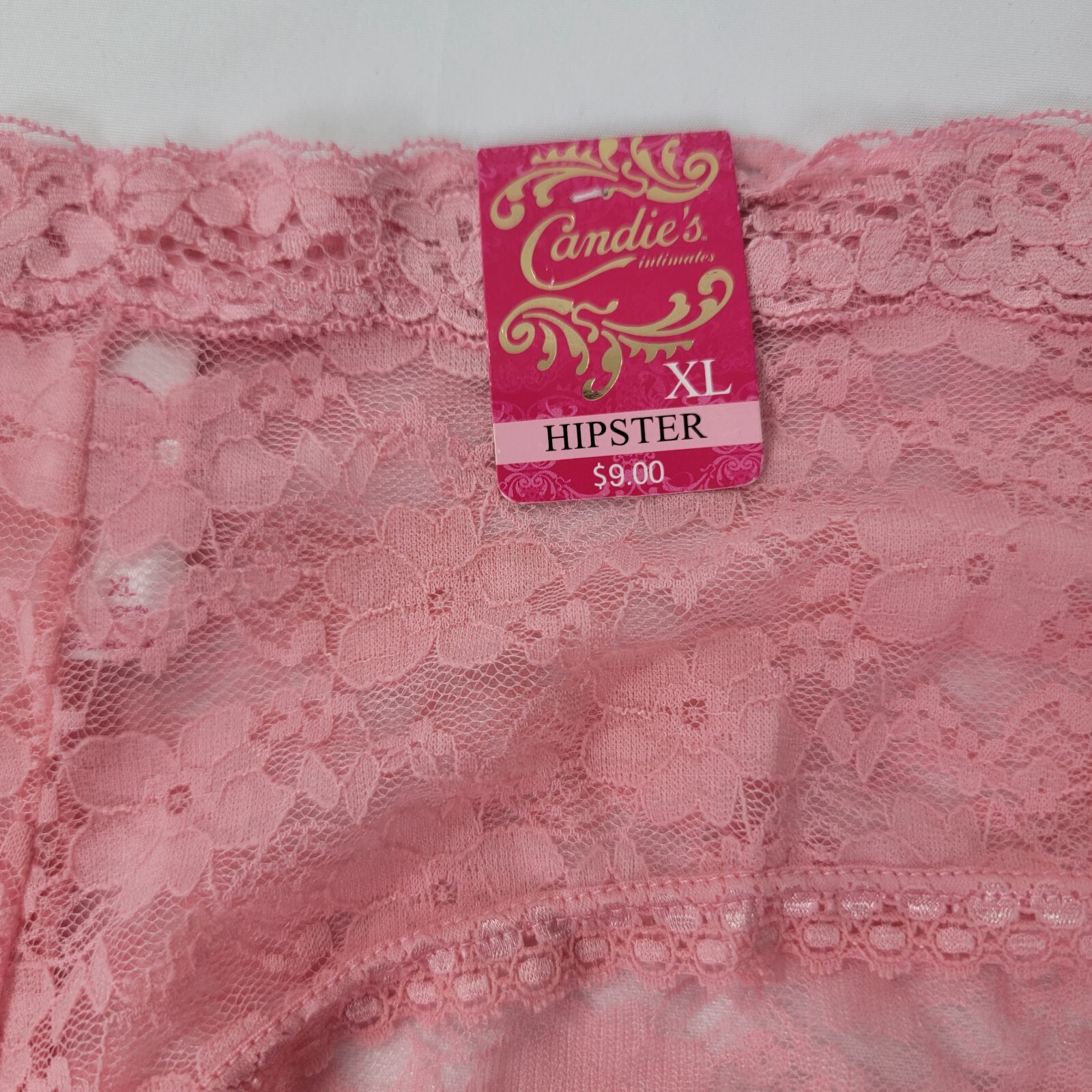 CANDIES pink lace lacy Hipster Panties New nwt underwear XL 8 X-Large sheer