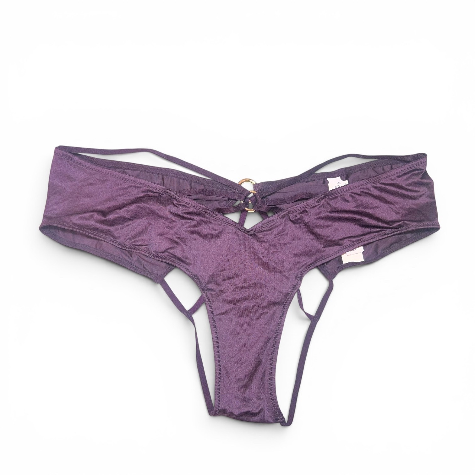 Victoria’s Secret Purple Satin Strappy Open‑Back High‑Leg Cheeky Panty NWT S/M