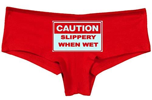 Knaughty Knickers Caution Slippery When Wet Funny Flirty Sexy red Underwear