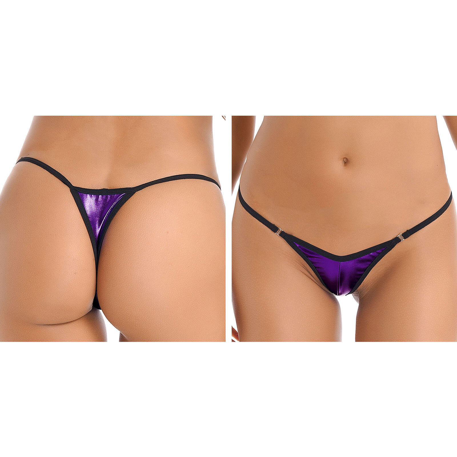 US YiZYiF Women’s Bikini Thong Sexy Shiny Cheeky Briefs Low Rise Panties Tanga