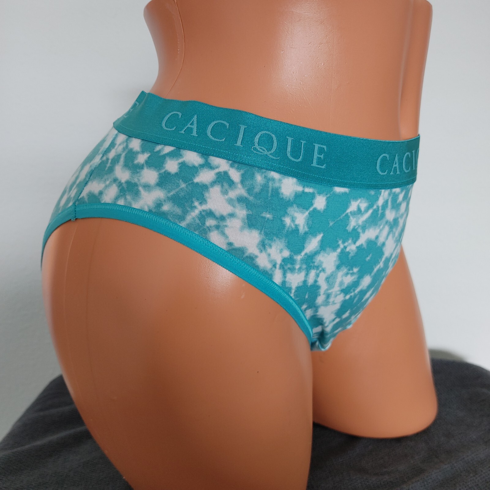 LANE BRYANT CACIQUE 18/20 TEAL BLUE WHITE TIE DYE PANTIES WIDE BAND HIPSTER PLUS