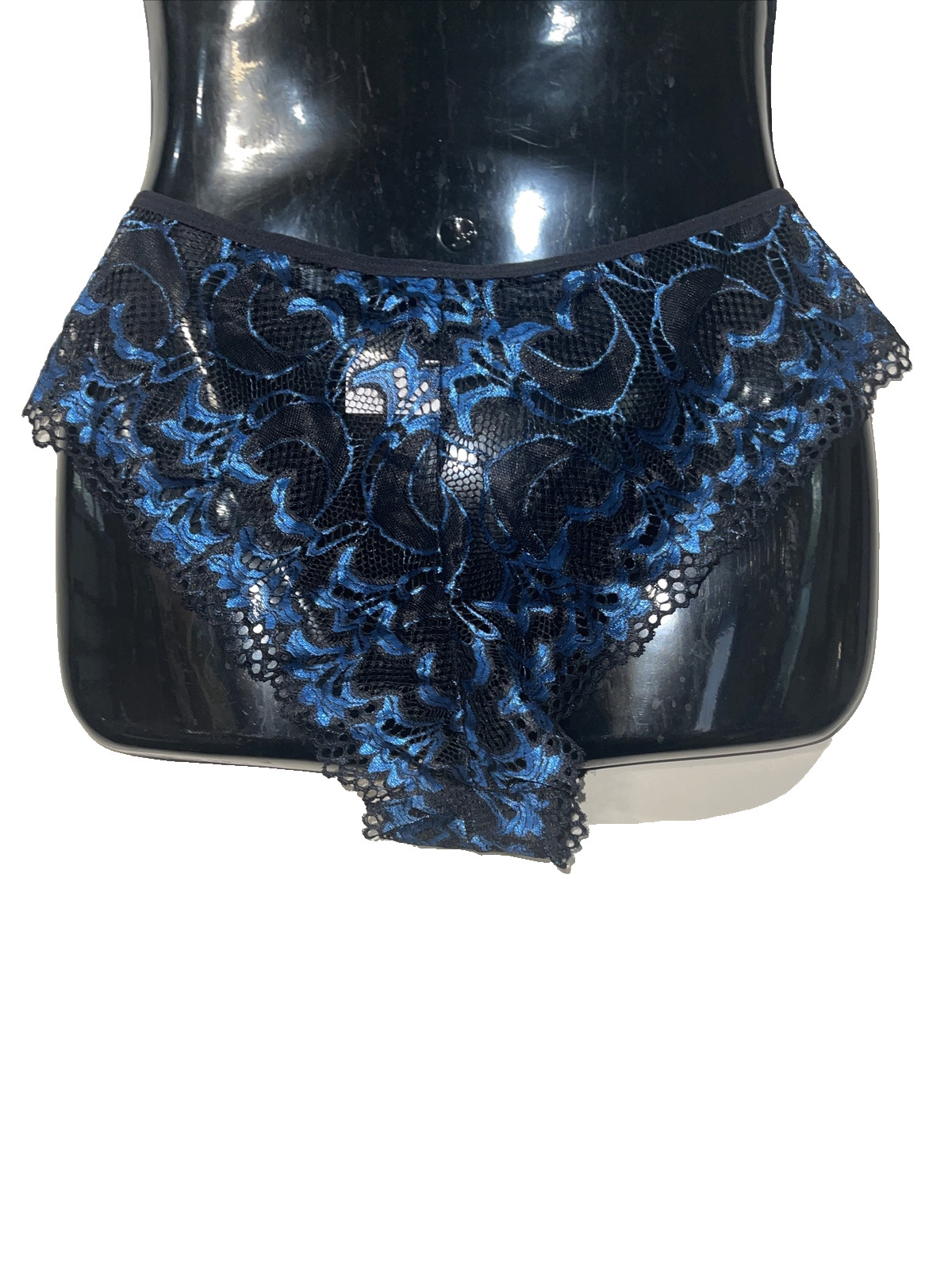 Knotty Knickers Lace Bikini Panty Womens Large Blue Black Sissy Whimsigoth Fairy