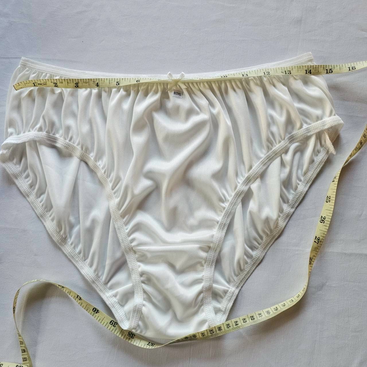 6pcs Bikini Plus Underwear Nylon Woman Panties Soft Mid-Waist Briefs/3XL/White