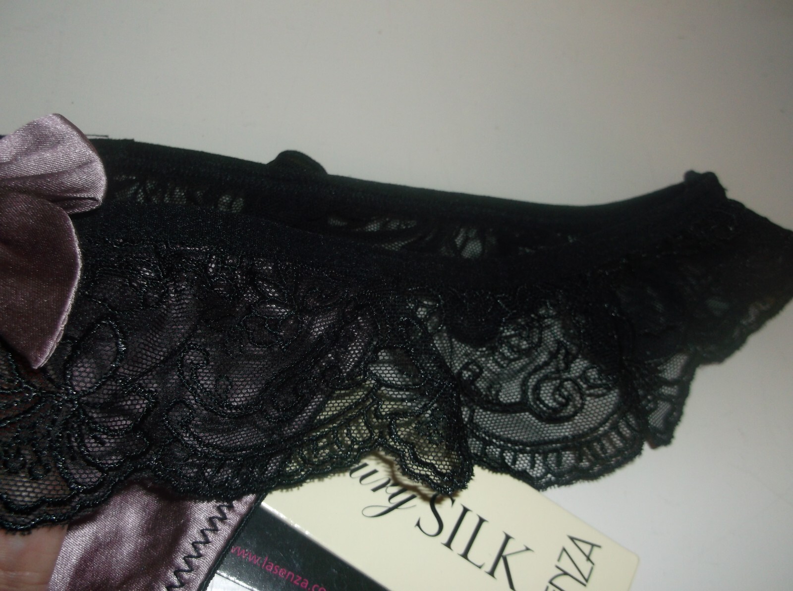 Bnwt La Senza Thong 14 16 18 Blush Silk Black Lace