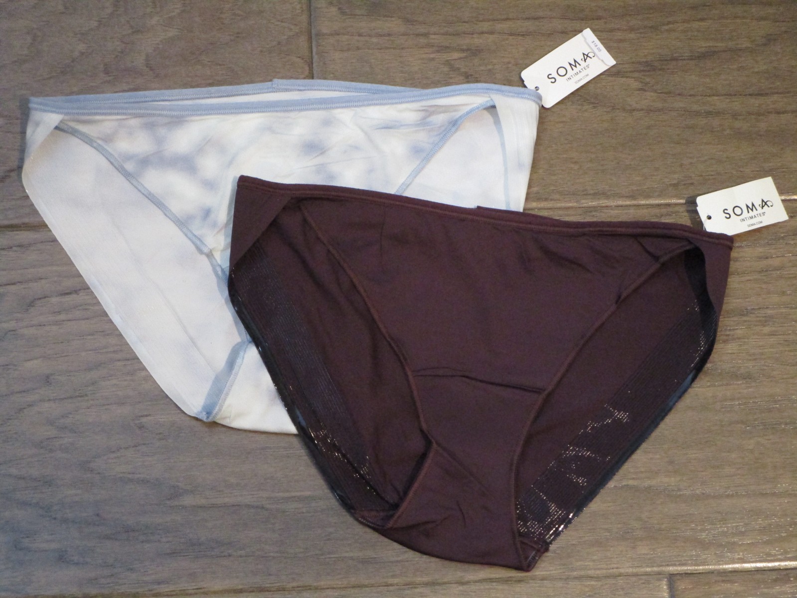 2-PACK SOMA VANISHING EDGE MICRO BIKINI PANTIES IN BLUE CLOUD/PINOT SIZE MEDIUM
