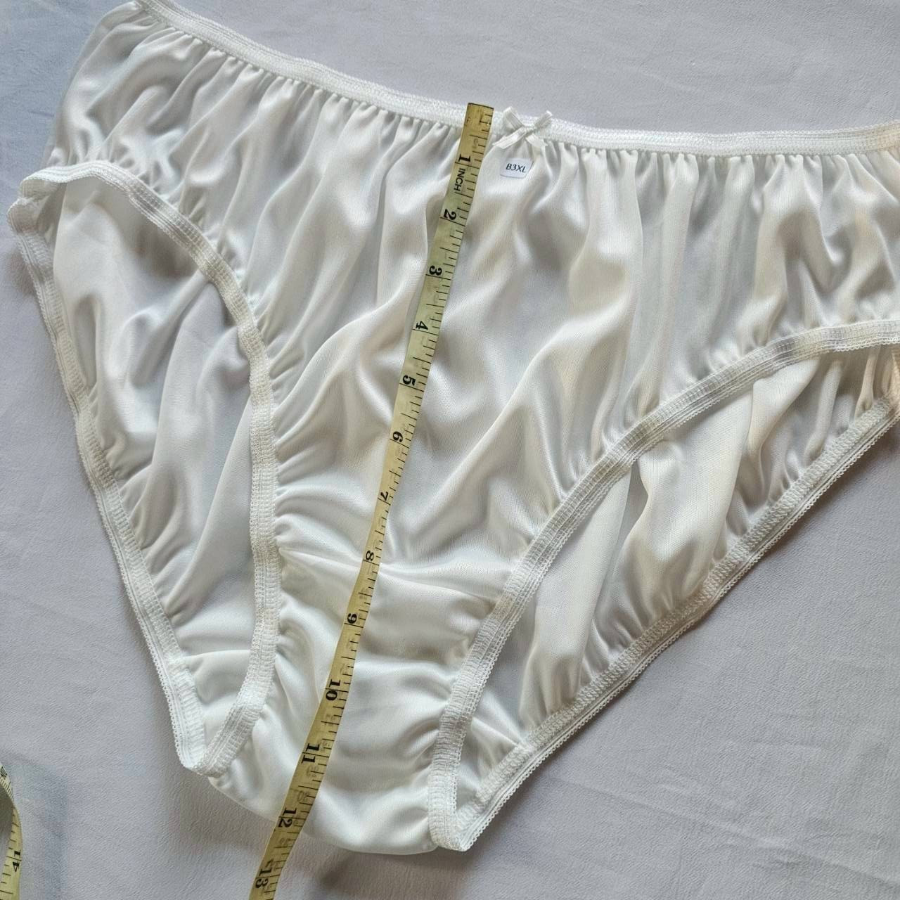6pcs Bikini Plus Underwear Nylon Woman Panties Soft Mid-Waist Briefs/3XL/White