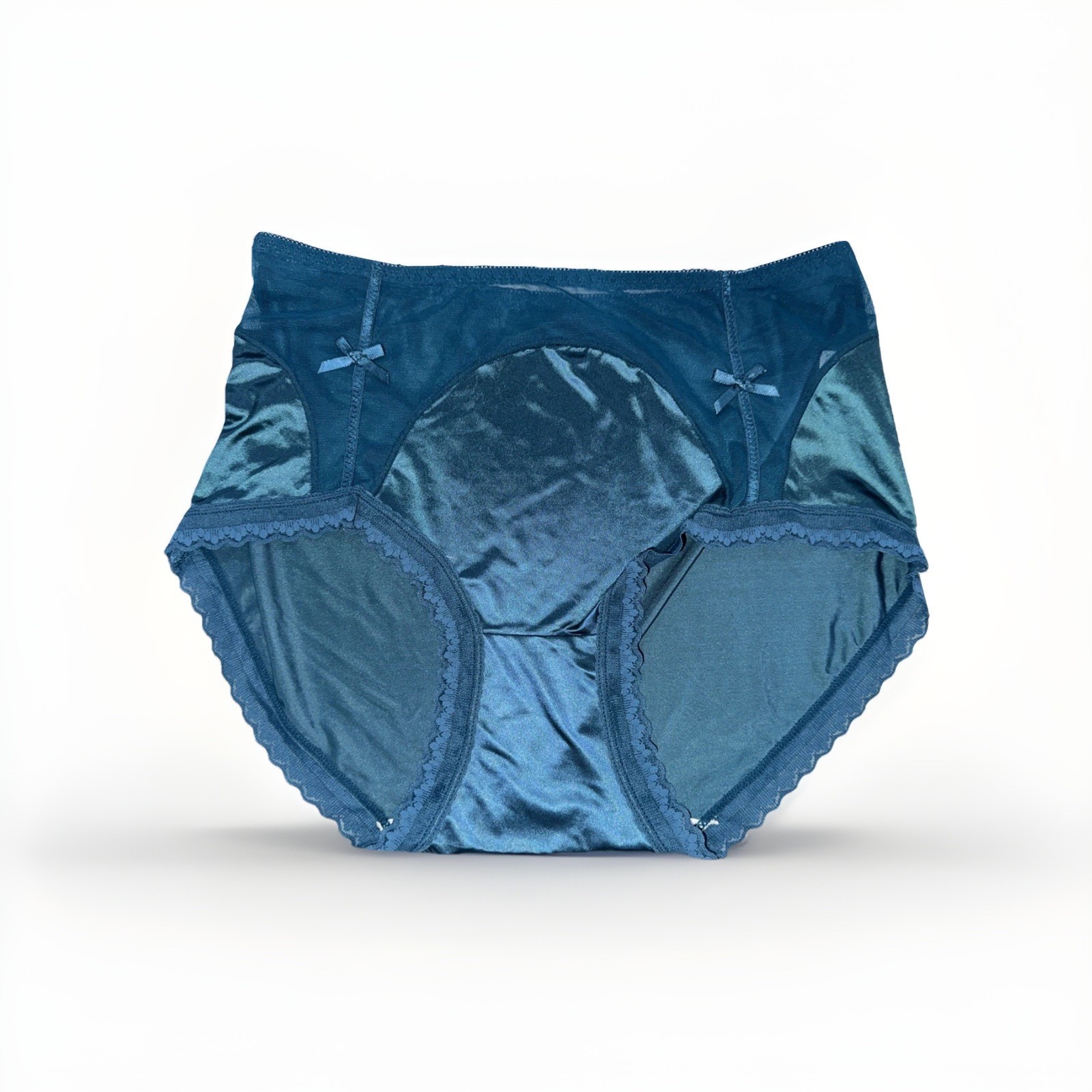 Large Nylon Blended Panties Dark Blue Shinny Shiny Satin Feel Cotton Gusset New