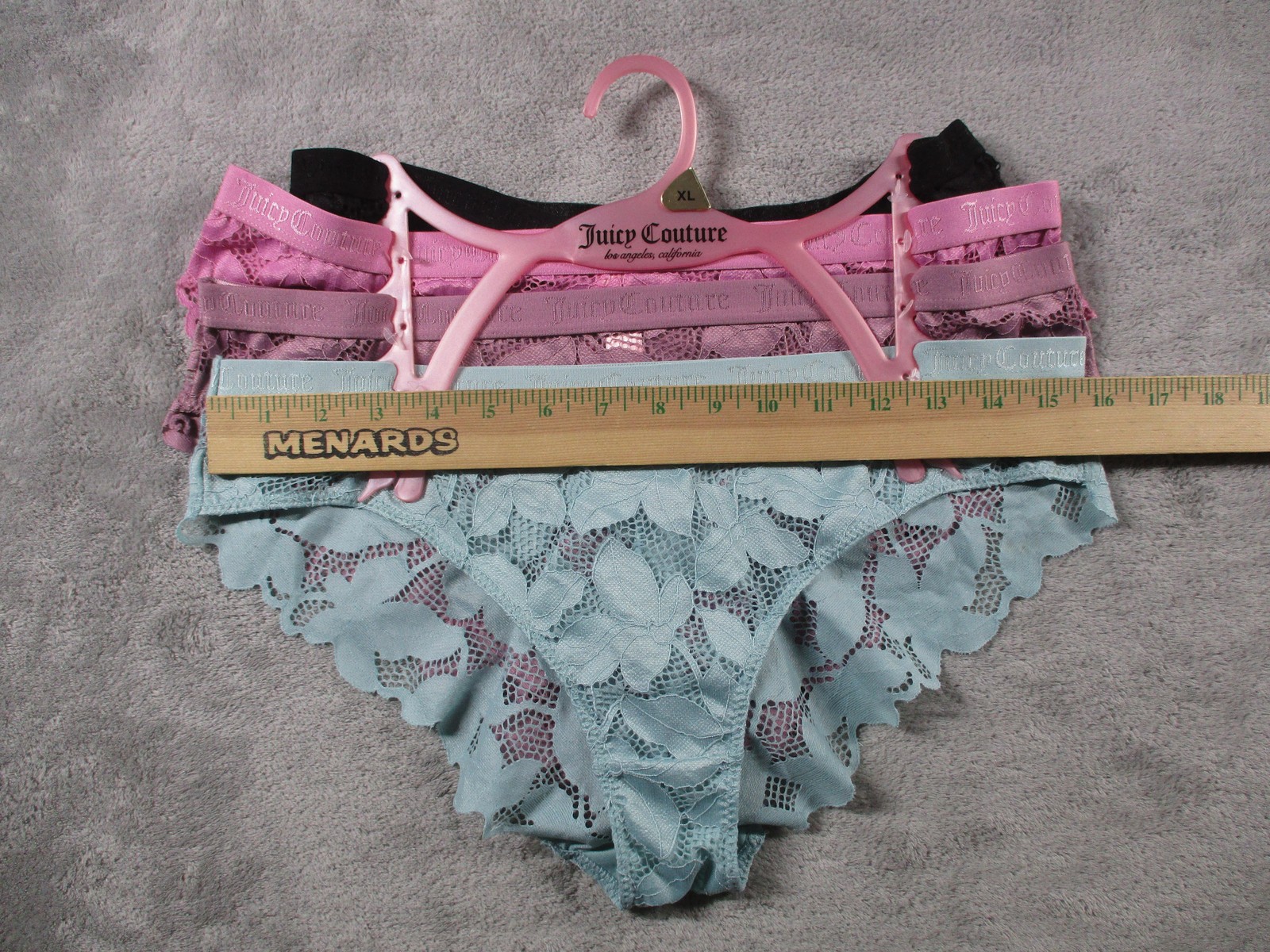 Juicy Couture Panties Womens XL Multicolor 4 Pack Lace Hipster Sheer Stretch
