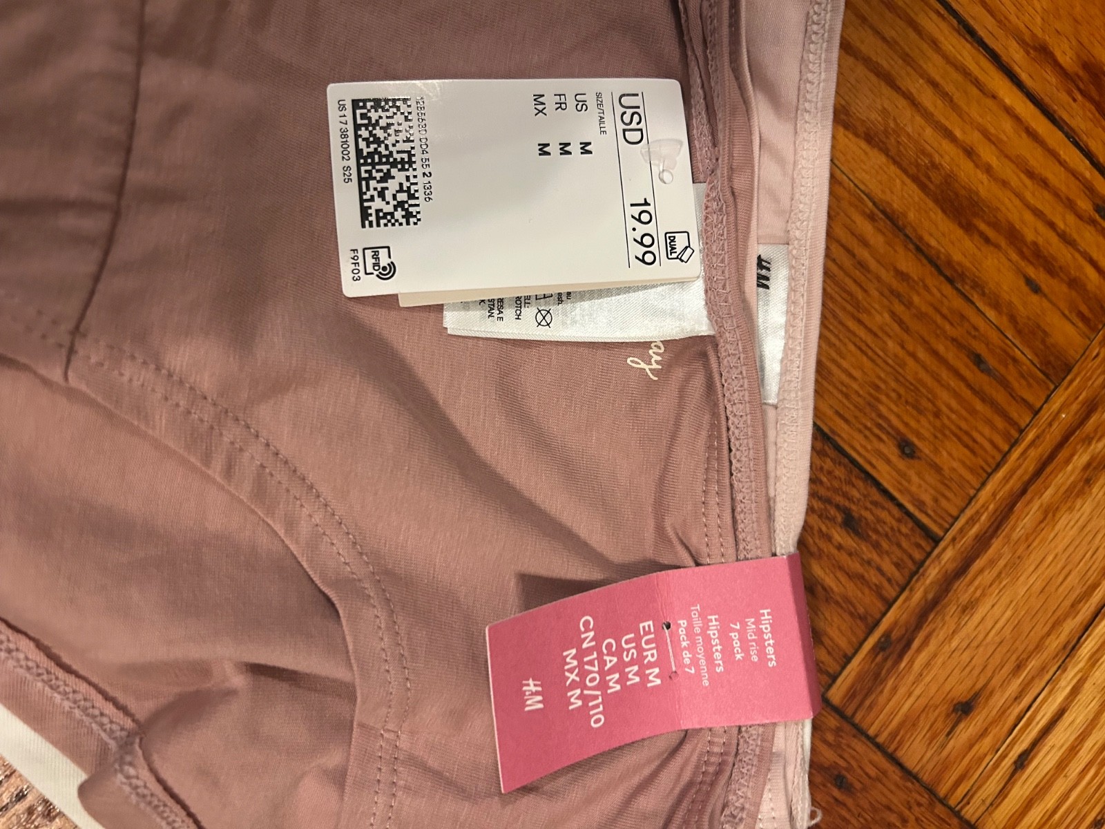 H&M Women’s Pink Assorted 7-Pack Days of the week – Hipster Briefs, Size Medium