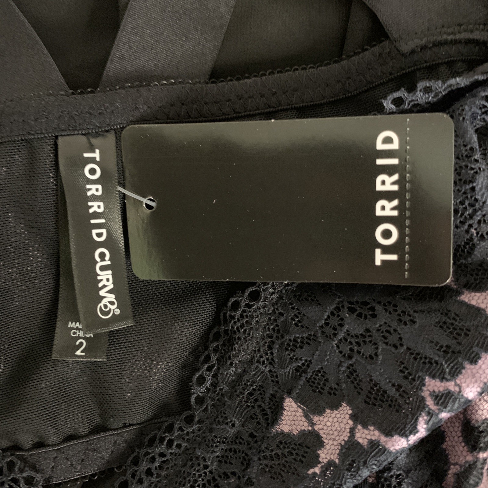 Torrid Lavender Mist Black Boudoir, Size 2, NWT