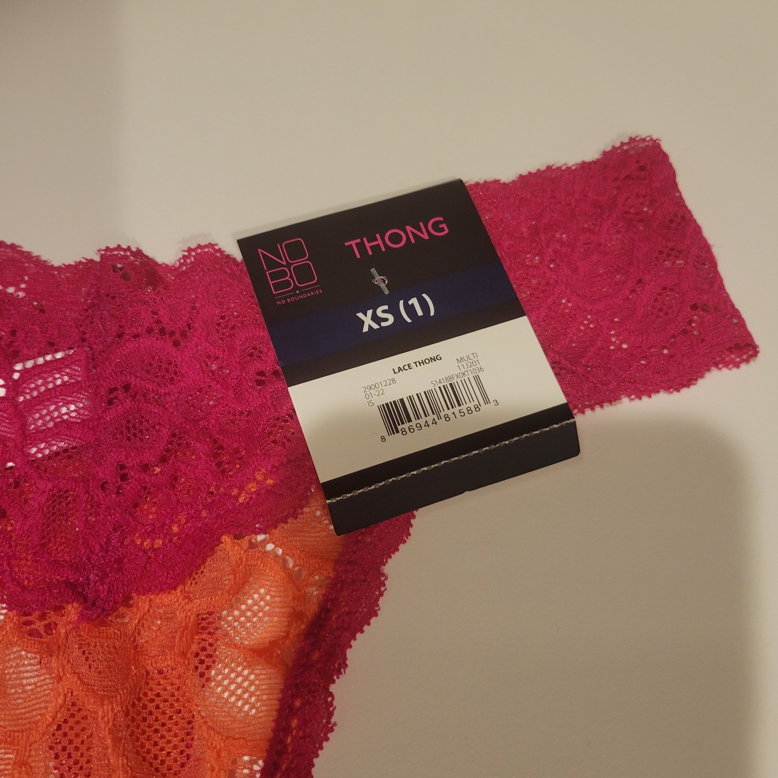 Cotton Spandex pink & orange lace thong underwear XS sz 1 BNWT