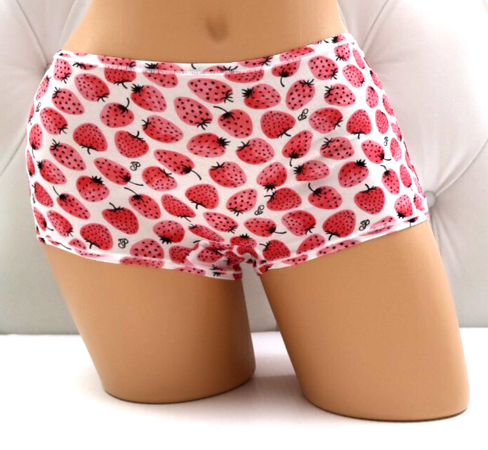 Victoria’s Secret Pink Cotton BOYSHORT Panty White Strawberry M L XL XXL NEW