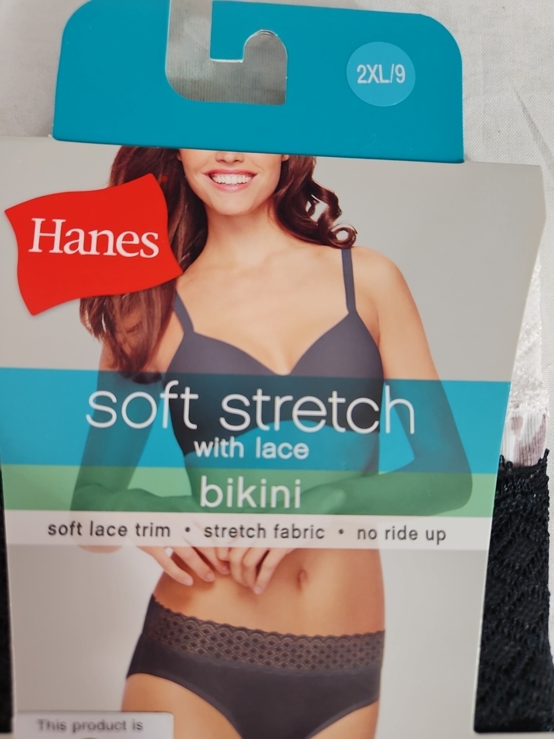 NEW Hanes Women’s 2XL/9 Soft Stretch With Lace Bikini 2-Pack No Ride Up