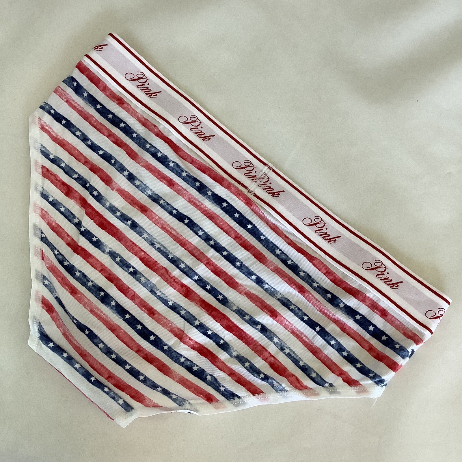Victoria’s Secret PINK Red White Blue Print Logo Hiphugger Panties – Size S BNWT
