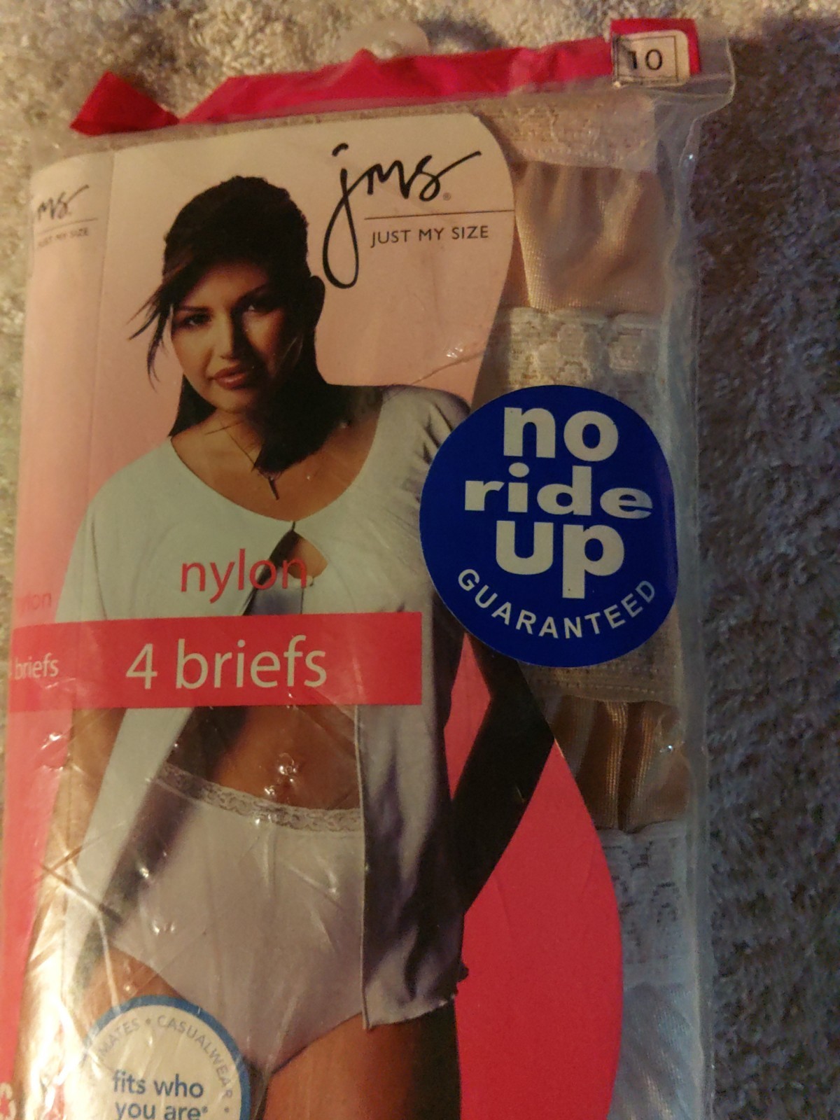 Just My Size Nylon Brief Panties w/tag 100% nylon size 10 White 4 Pack