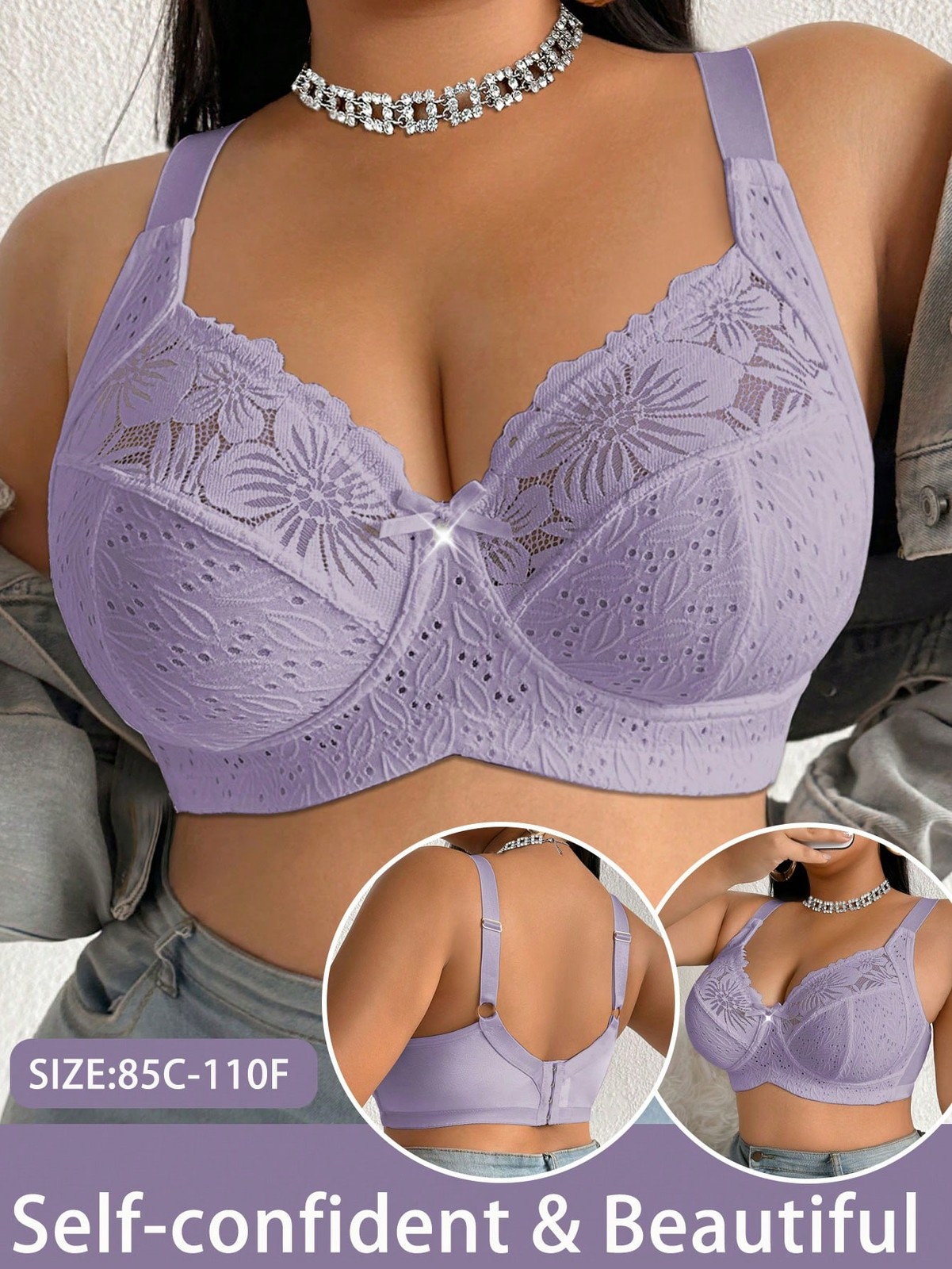 Elegant Lace Patchwork Wireless Bra Plus Size Ladies Cheap24