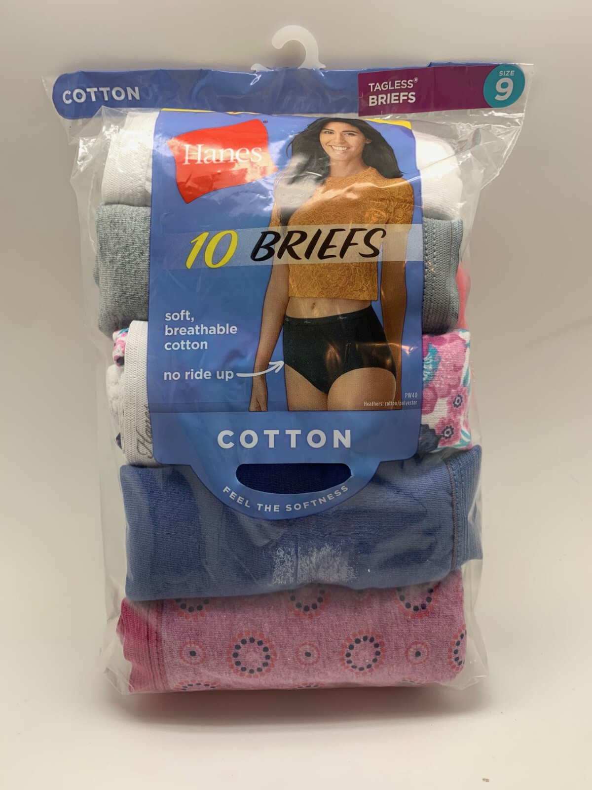 S32 Hanes Womens 10-Pack Cotton Briefs Underwear Panties Colors & Prints Size 9