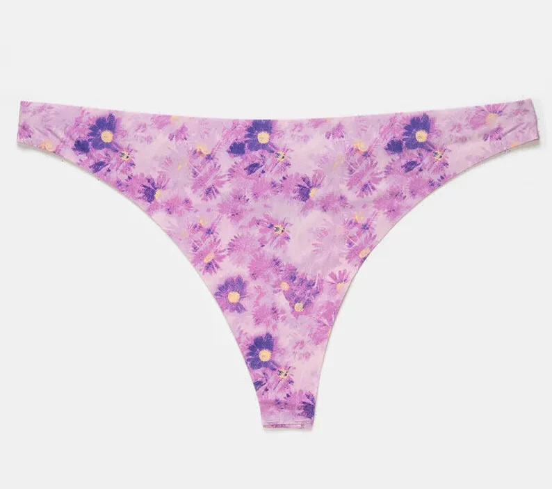 Full Tilt Women’s Laser Cut Thong Panties XLarge Pink Combo Seamless NEW