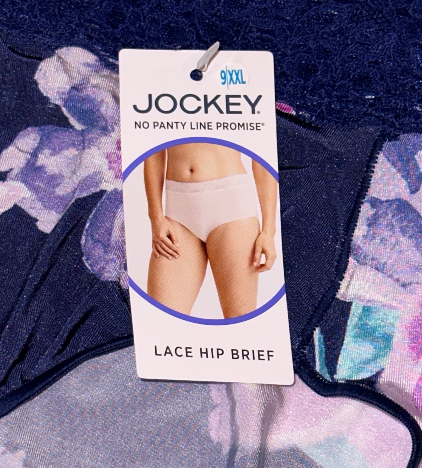 JOCKEY No Panty Line Promise Bloom Navy Hip Brief Hipster Panty Womens Sz 3XL 10