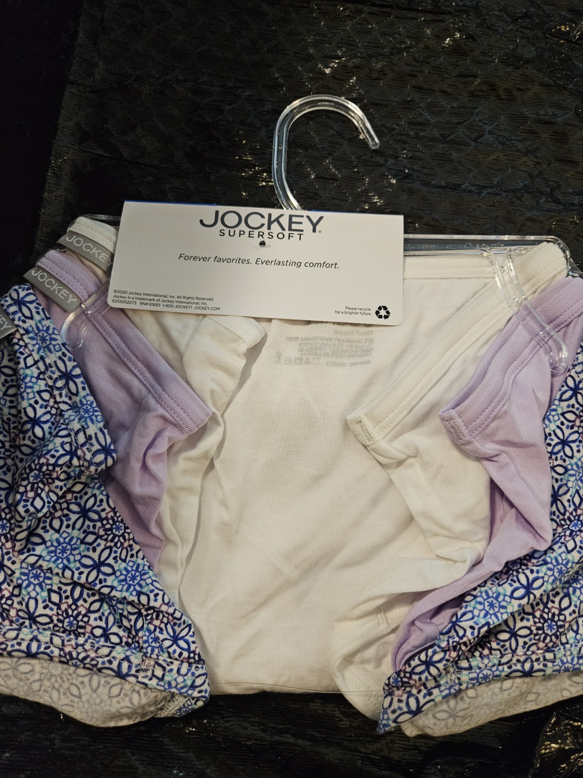 Jockey Women’s Underwear Supersoft Brief Size 9 Crochet Tile/Soft Lilac/White