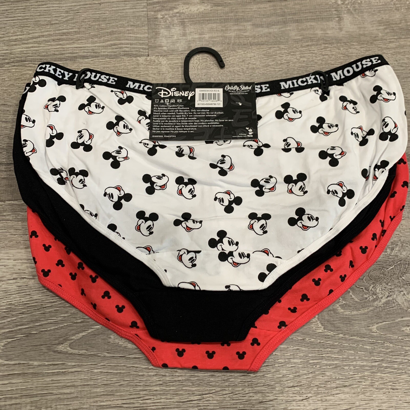 NWT DISNEY BOYFRIEND SHORTS RED MICKEY MOUSE COTTON HIPSTER PANTIES XL