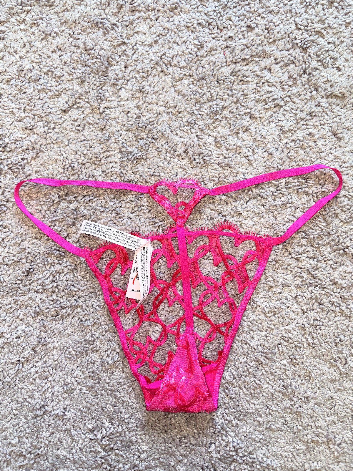 NWT VICTORIA’S SECRET SHINY HEARTS DREAM ANGELS V-STRING THONG PANTY – XL