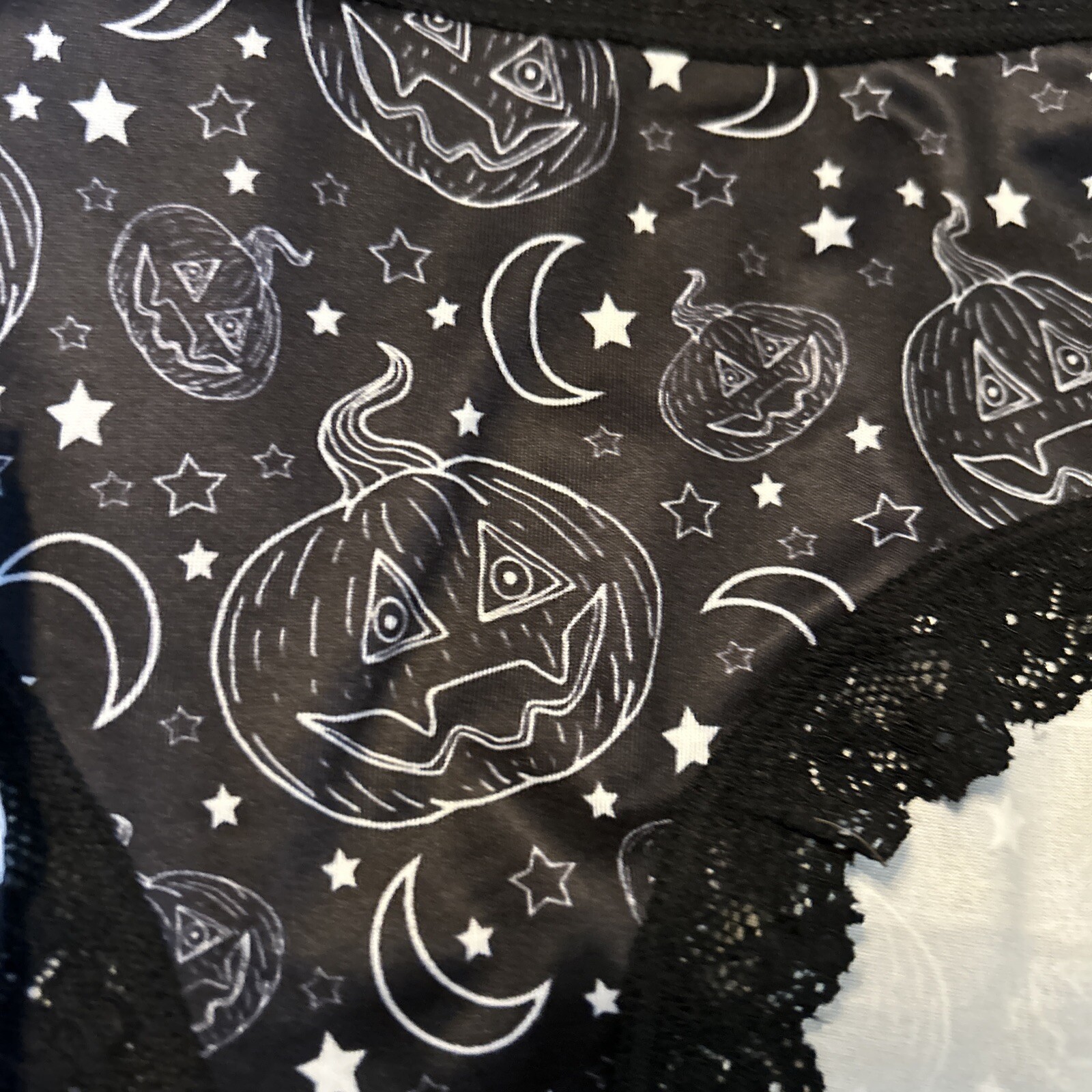 Morvia 3pk lace trim goth Emo panties M skulls stars Jack-o-lantern Mushrooms