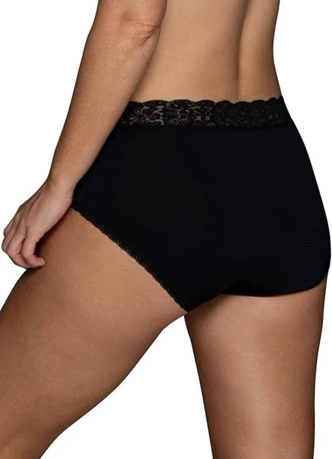 Vanity Fair 13281 Flattering Lace Brief Panty Black NWT 9/2XL