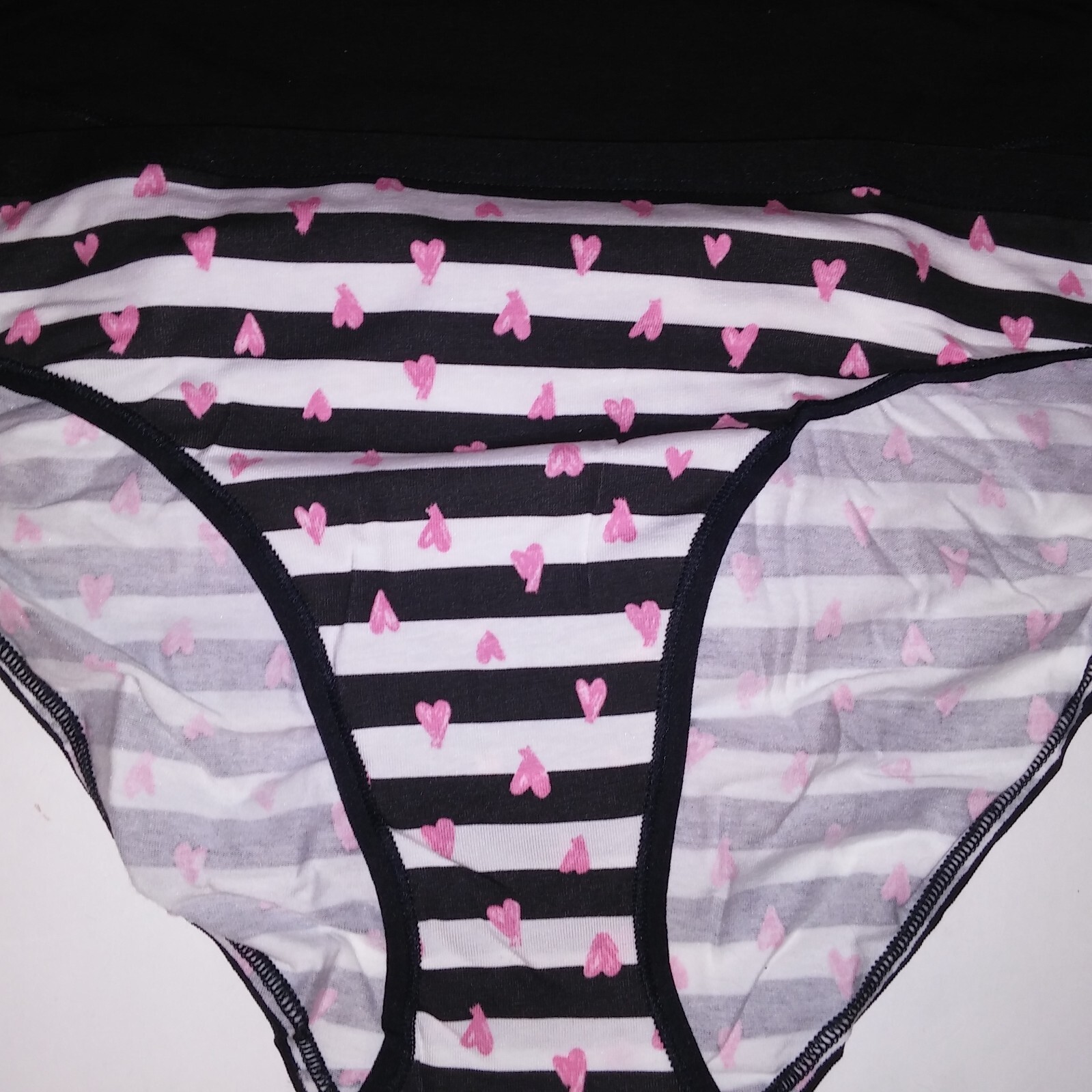Set of 5 Victoria Secret Panty Bikini XL Black Pink White Solid & Prints Cotton
