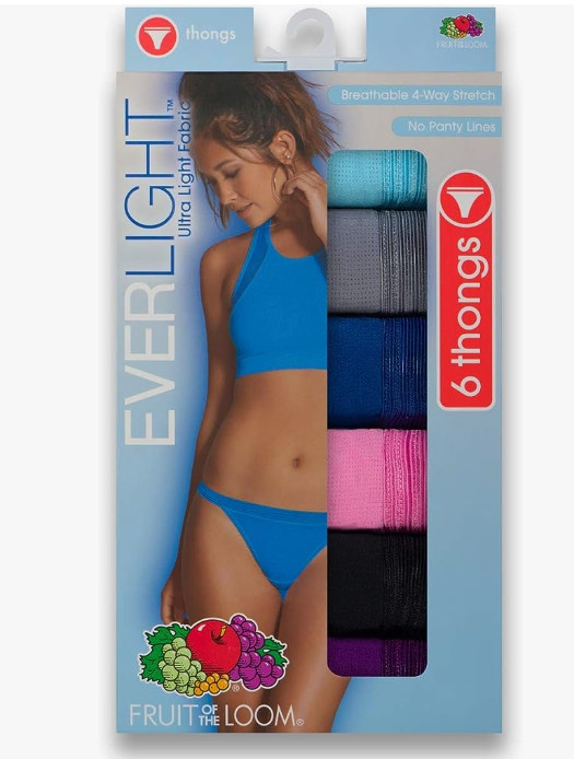 NEW Fruit of the Loom Women’s Everlight Thong, Assorted Colors, Size XS (4)