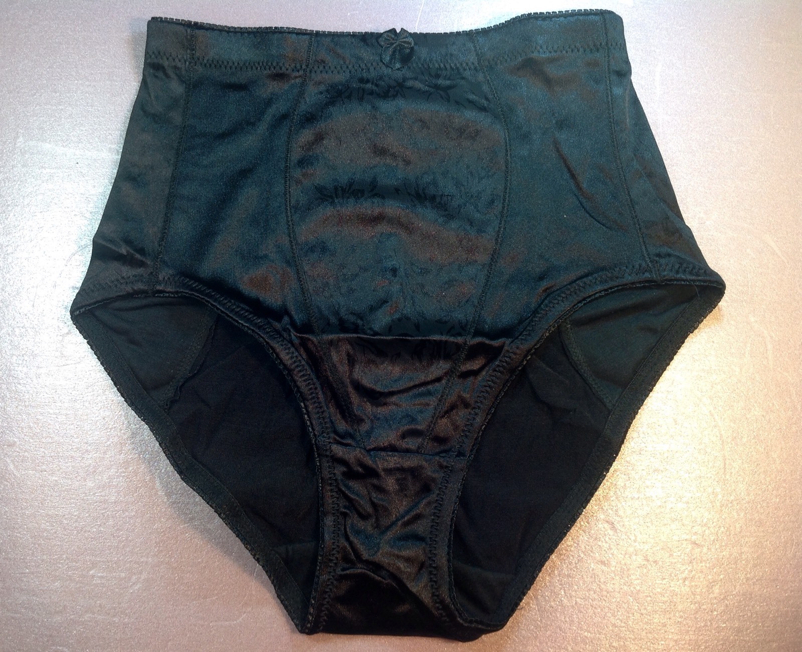 Women Panties,Briefs”Eva Cervantes”Size S. Black Soft shiny Satin W/decoration