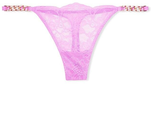 Victoria’s Secret Very Sexy Berry Gelato Chain & Floral Lace Thong Size XL Mesh