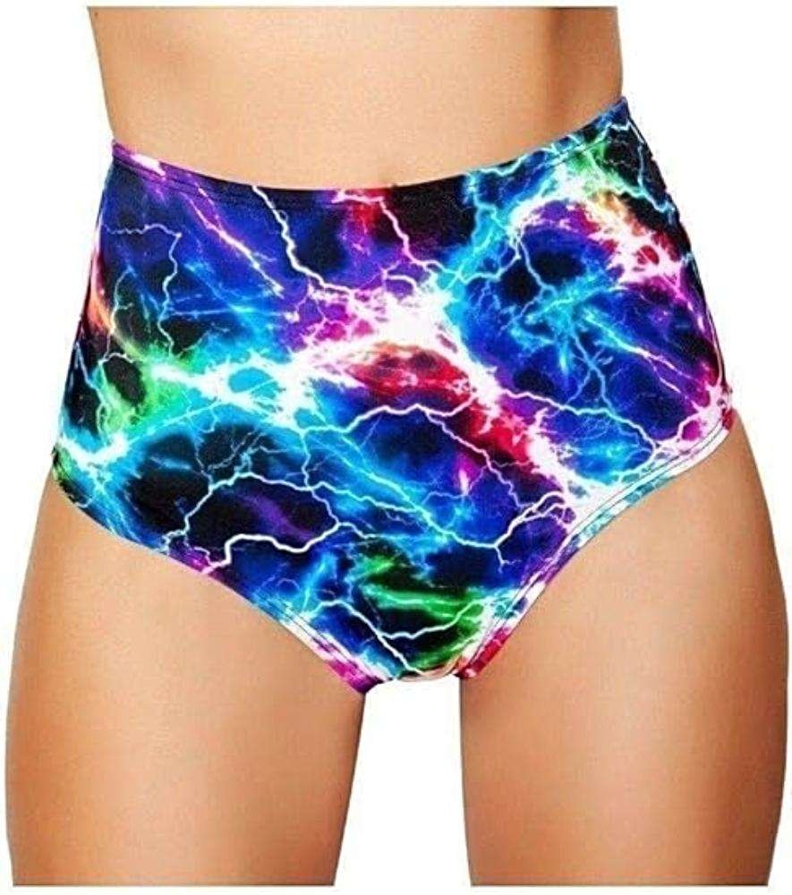 Colorful High-Waisted Shorts – ROMA IS-3319 Electric Printed Design, Multi Color